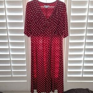 Amanda Lane Red Midi Dress with White Dots